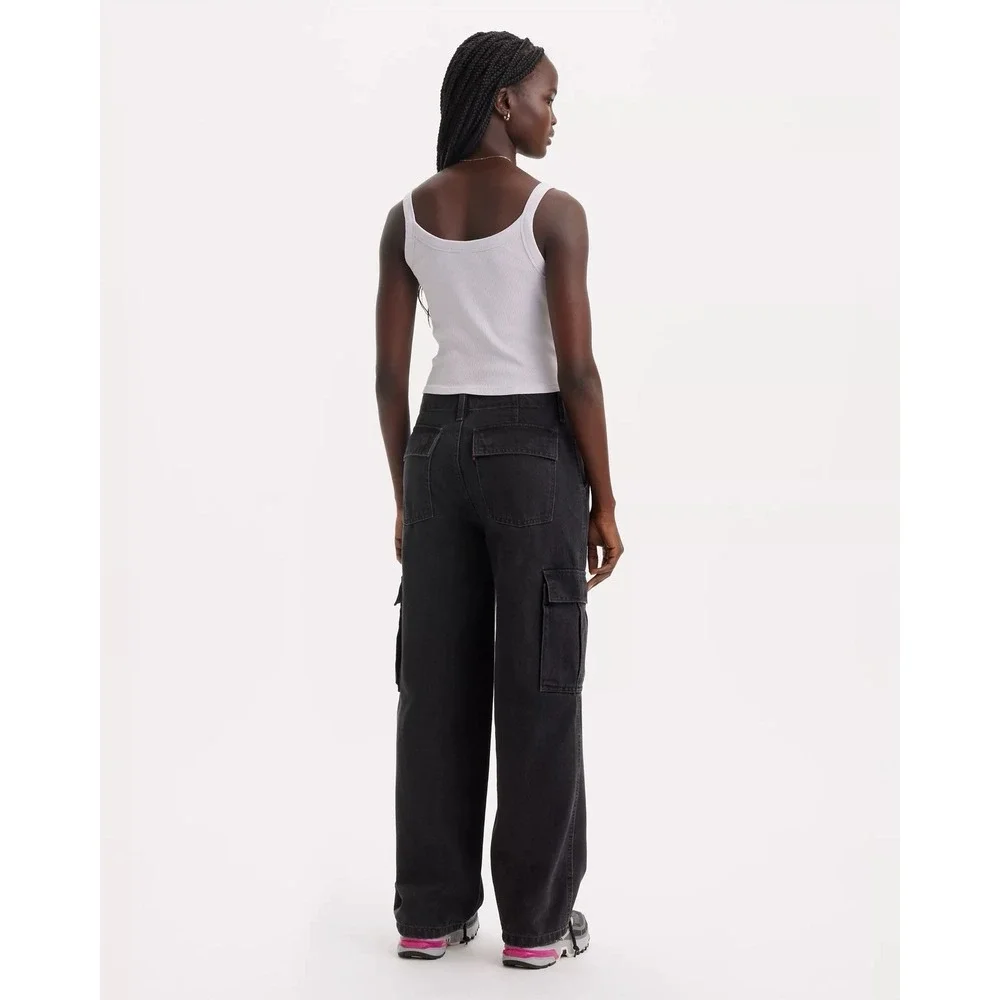 Levi's 94 Baggy Womens Cargo Pants Black Sz 31 Relaxed Utility Streetwear Grunge